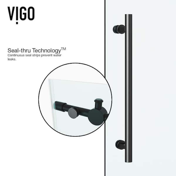 Winslow 36 in. L x 48 in. W x 80 in. H Frameless Sliding Rectangle Shower Enclosure Kit in Matte Black with Clear Glass