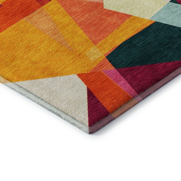 Mayfield Premium Machine Washable Abstract AMF1666 Ivory 5 ft. x 7 ft. 6 in. Area Rug