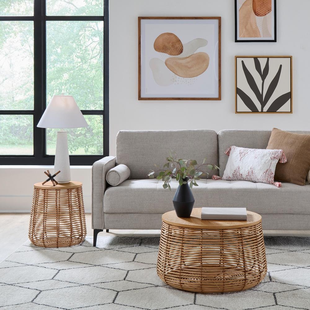 Pala 17.3 in. Natural Rattan Side Table with Removable Top for Storage - thumbnail 2