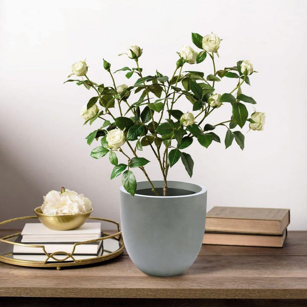 9.2" Gray Magnesium Oxide Round Tapered Planter