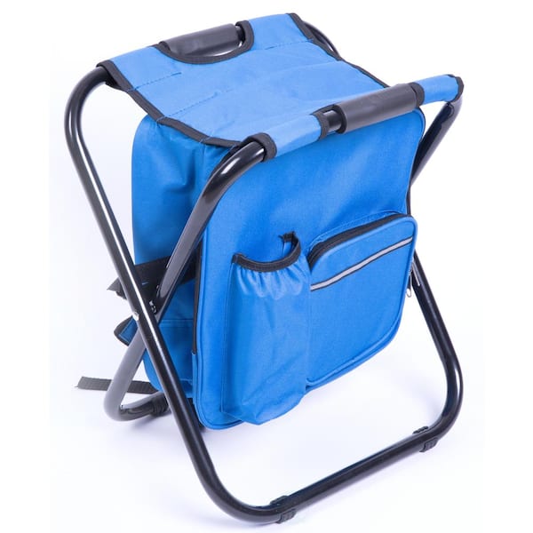 PLAYBERG Folding 3-in-1 Stool/Backpack/Cooler Bag in Blue QI003436.B - The  Home Depot