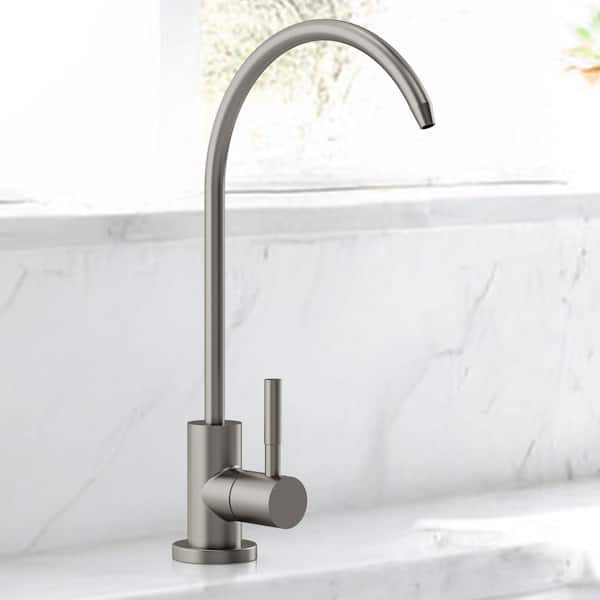Round Single Handle Beverage Faucet for Water Filtration System in Brushed Nickel