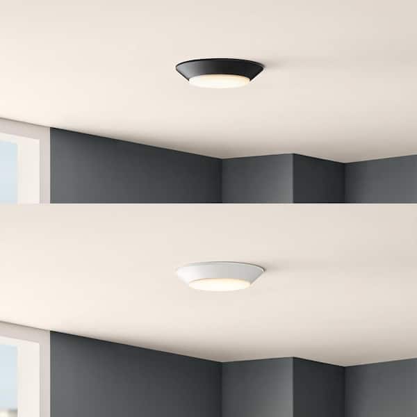 8 in. Twist Lift Round LED Flush Mount with Night Light and Extra Black Trim 800 Lumens Adjustable CCT (12-Pack)