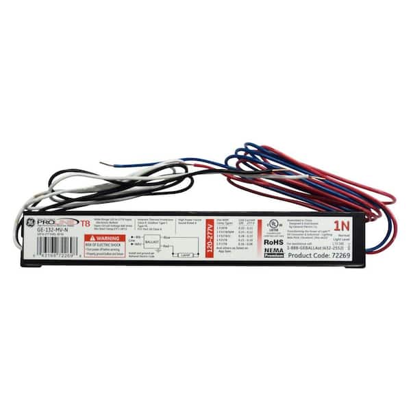 GE 120 to 277-Volt Electronic Ballast for 4 ft. 1-Lamp T8 Fixture (Case of 10)