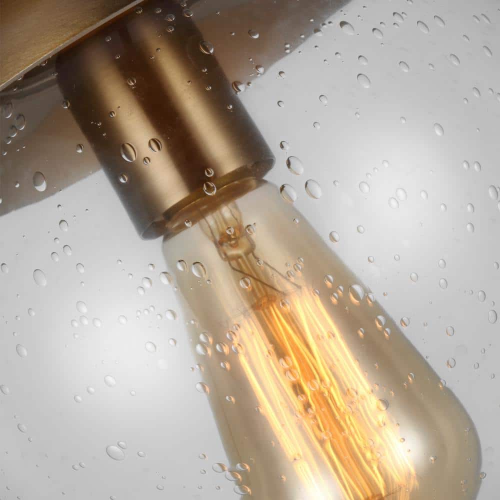 Satin Brass Globe Semi-Flush Mount Light with Clear Glass