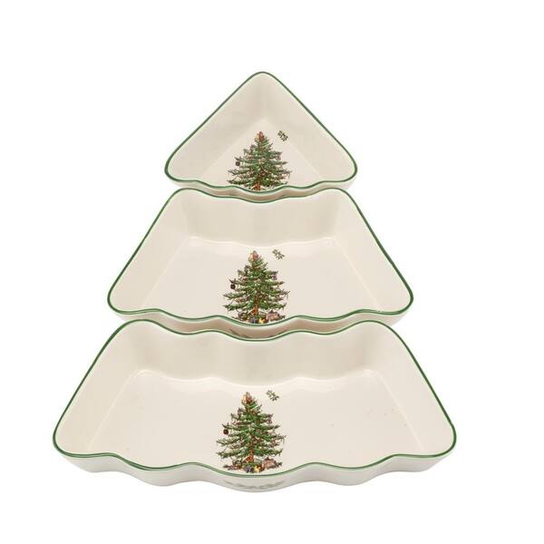 Crate & Barrel White Ceramic Christmas Tree Shaped Baking Trinket Candy Dish