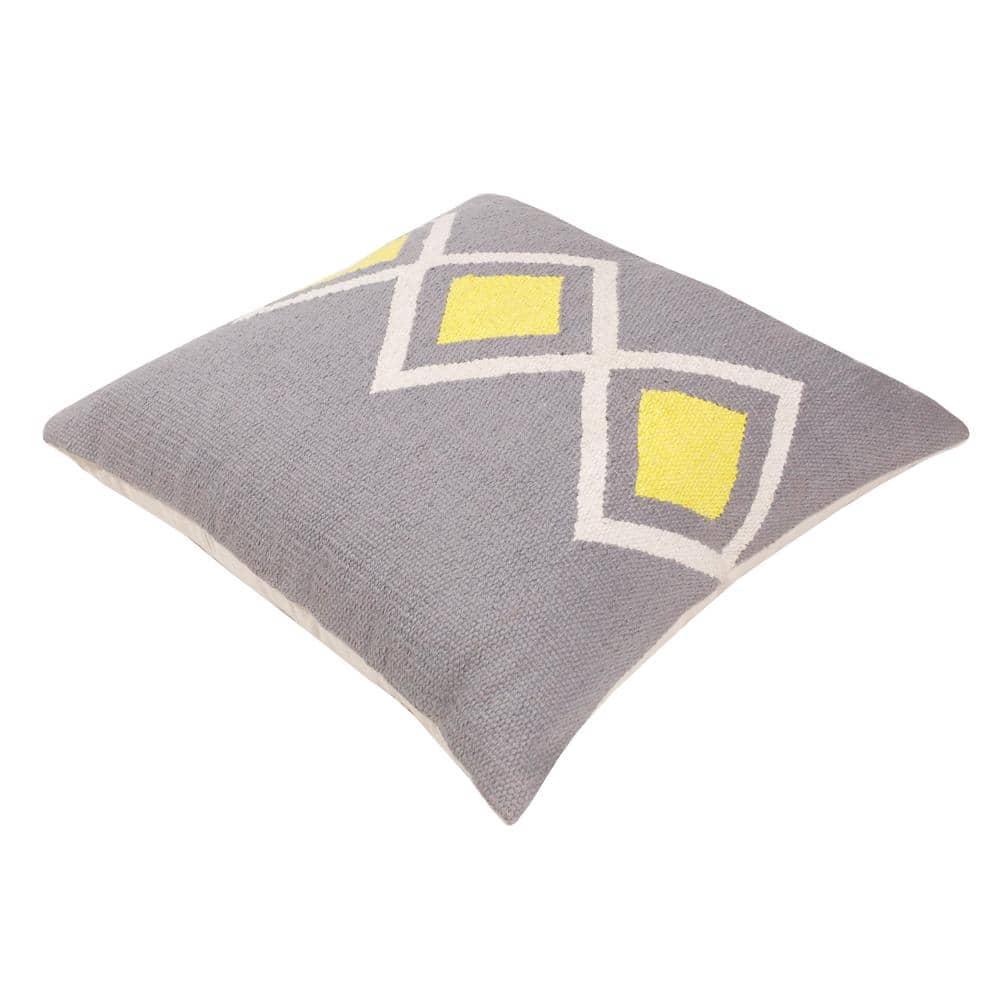 Southwestern Gray and Yellow Cotton Geometric Throw Pillow