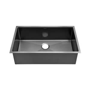 Rivage Black Stainless Steel 32 in. Single Bowl Undermount Kitchen Sink