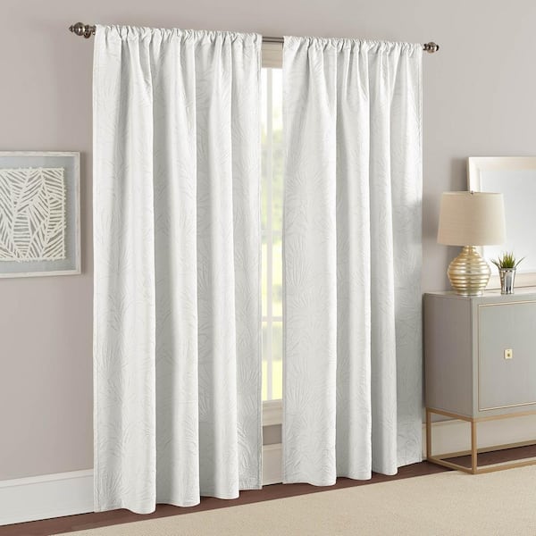 Unbranded White Solid Rod Pocket Room Darkening Curtain - 50 in. W x 84 in. L (Set of 2)
