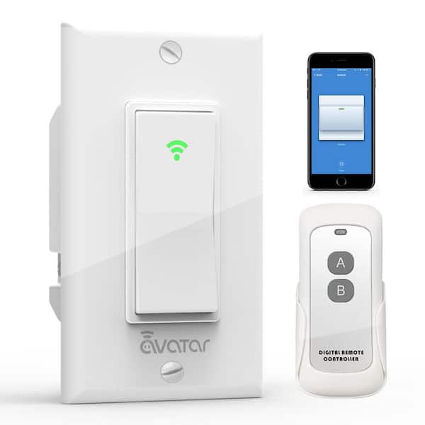 10 Amp Smart Single-Pole Push Button Wi-Fi Timer Rocker Light Switch White 1-Pack