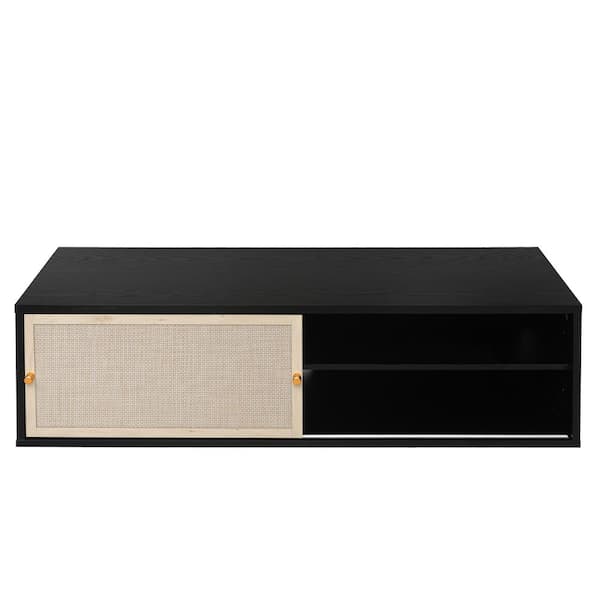 Tileon Wall Hanging Decorative Cabinet, Rattan TV Stand