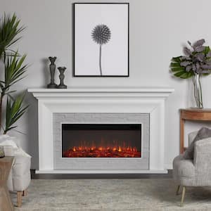Sonia Landscape 69 in. Freestanding Wooden Electric Fireplace in White