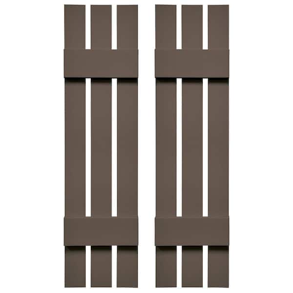 Ekena Millwork TailorMade 12 in. W x 48 in. H Vinyl Board and Batten Shutters Pair in French Roast