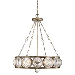 24 in. W x 28 in. H 5-Light Britannia Gold Chandelier with Clear Glass