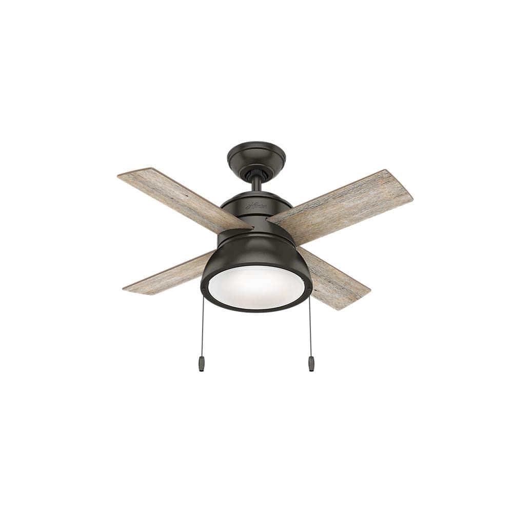 Hunter Loki 36 In Integrated Led Indoor Noble Bronze Ceiling Fan With Light Kit The Home Depot