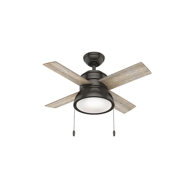 black ceiling fan in white room