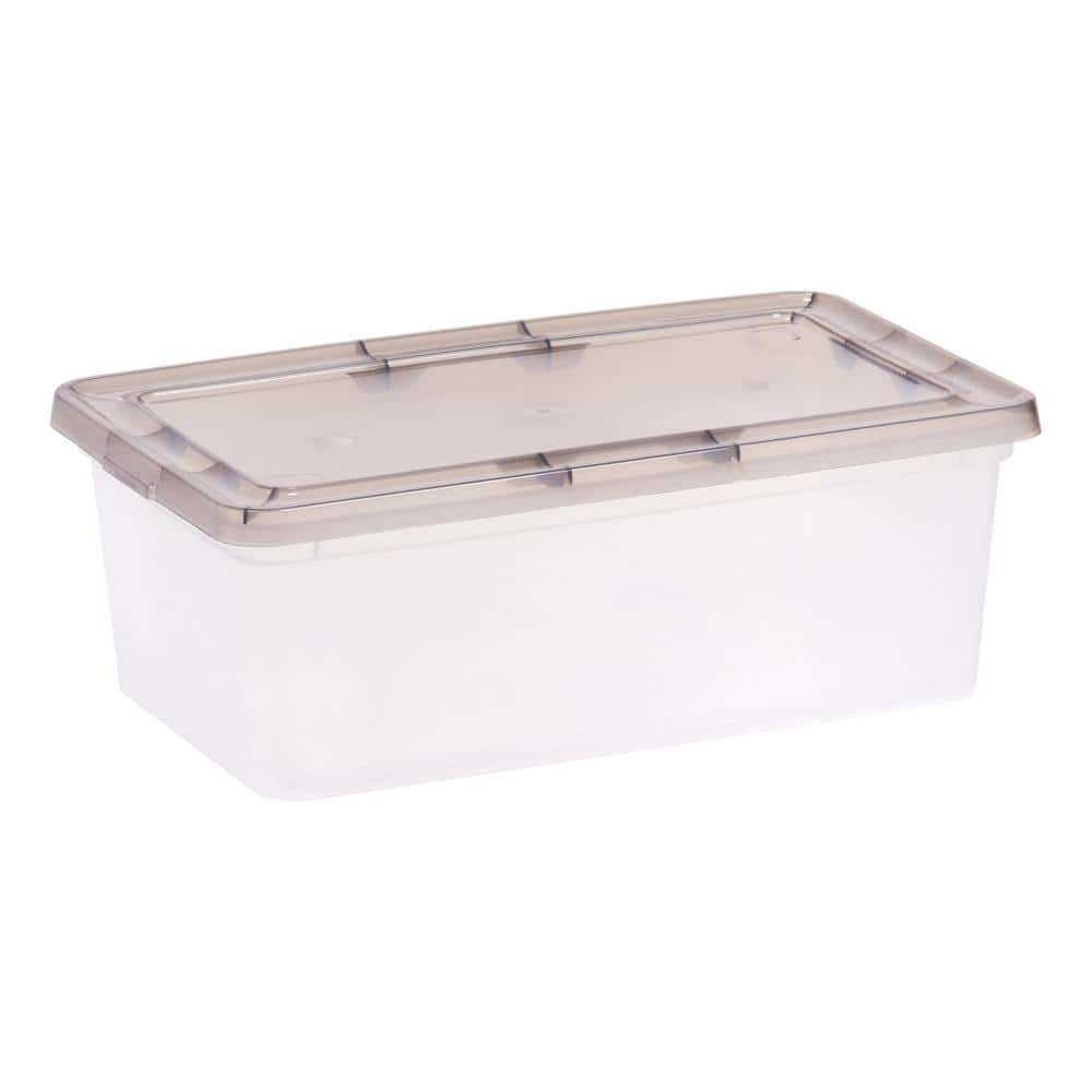 IRIS 6 qt. Snap Top Plastic Storage Box in Clear with Gray Lid 500217 ...