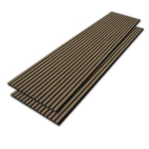 Smoke Oak 2 ft. x 8 ft. x 0.83 in. Thick Brown Wood Slat Acoustic Decorative 3D Vinyl Wall Panel (31 sq.ft./Case,2-Pack)