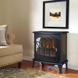 25 in. Freestanding Infrared Curved Front Panoramic Stove with Glass Front in Black