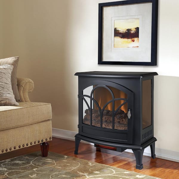 Muskoka 25 in. Freestanding Infrared Curved Front Panoramic Stove with Glass Front in Black