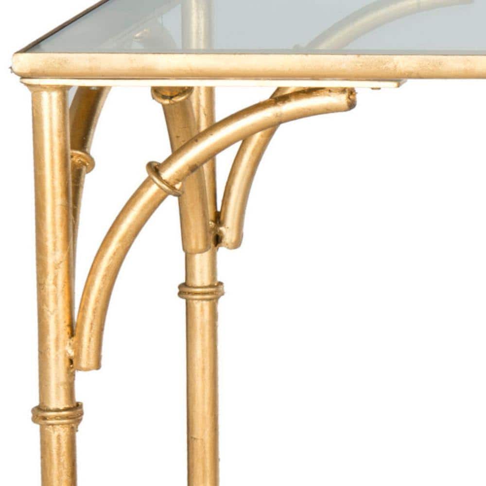 Maurice Gold and Glass X-Base Hallway Table