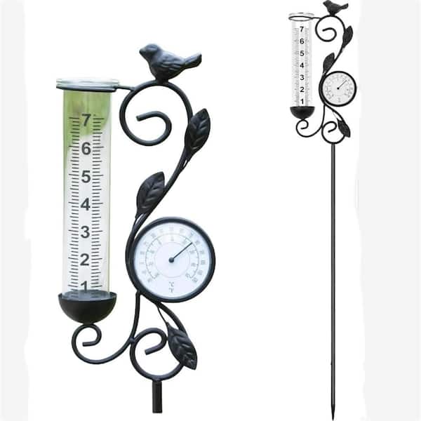 Garden Rain Gauge with Thermometer