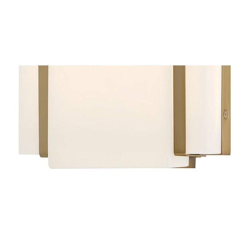 Soft Brass Dimmable LED Wall Sconce with White Faux Alabaster Shade