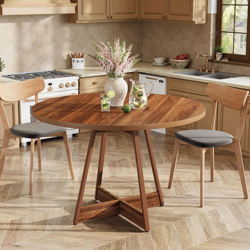 TRIBESIGNS WAY TO ORIGIN 39.4 in. Walnut Wood Round Dining Table