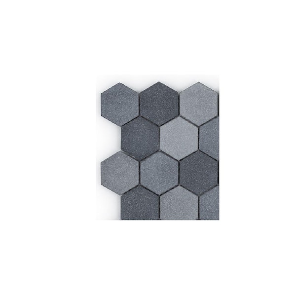 Jeffrey Court Take Home Tile Sample - Industrial Loft Charcoal 4 in. x 4 in. Hexagon Honed Terrazzo Wall and Floor Mosaic Tile