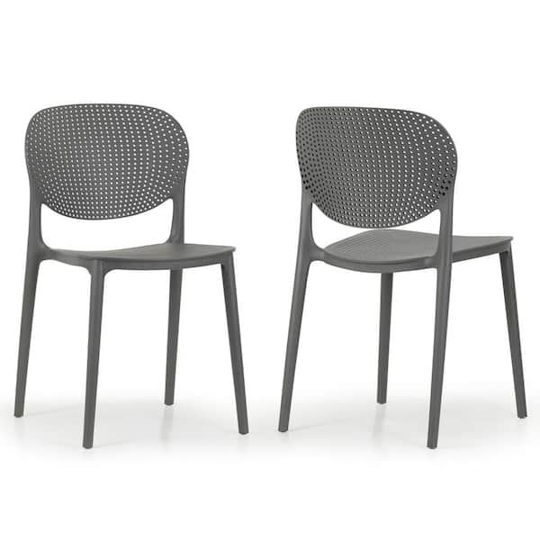 Glamour Home Balin Gray Plastic Dining Chairs Set of 2