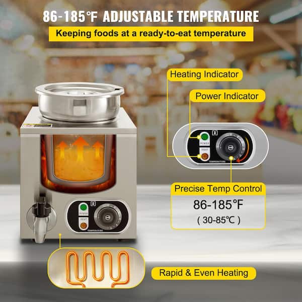 VEVOR Commercial Food Warmer 16.8 qt. Capacity Electric Soup