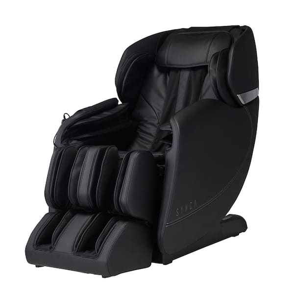 Synca Wellness Hisho - Black Modern Synthetic Leather Heated Zero Gravity SL Track Deluxe Massage Chair