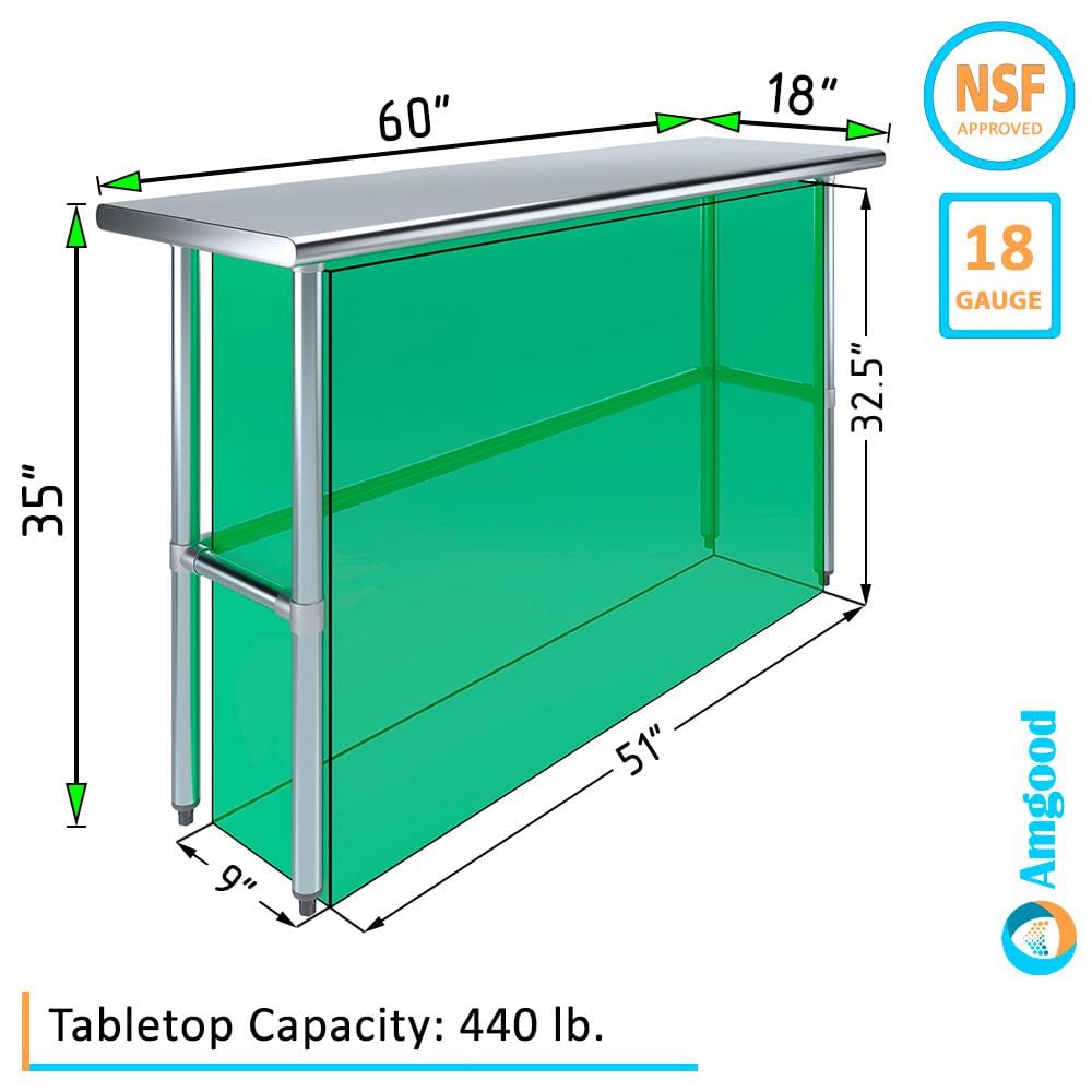 60" Stainless Steel Open Base Utility Work Table