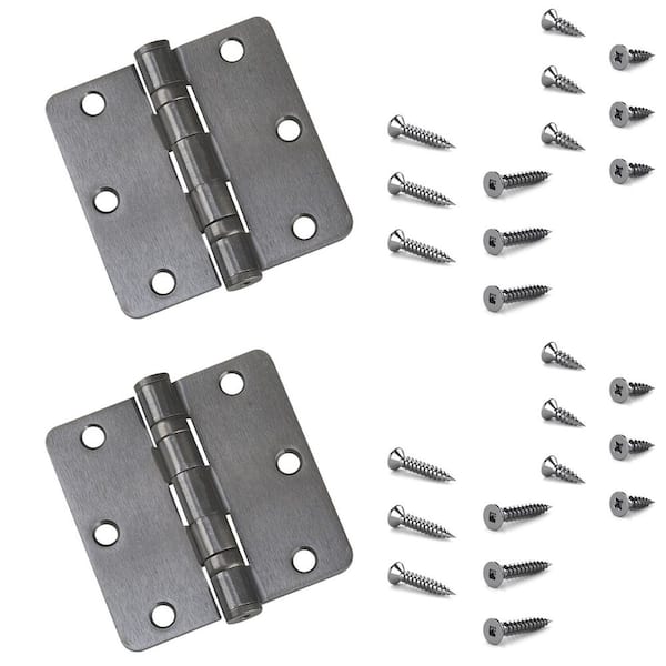 3-1/2 in. x 3-1/2 in. Satin Antique Nickel Full Mortise Ball Bearing Butt Hinge with Removable Pin (2-Pack)