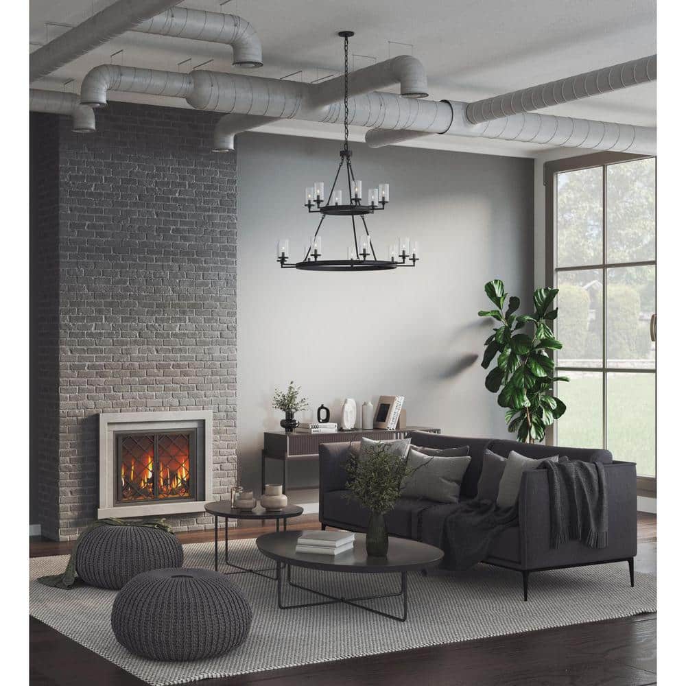 Gresham Graphite Steel 15-Light Taper Candle Chandelier