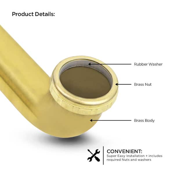 PLUMBFLEX 1-1/2 in. x 12 in. Brass Slip Joint Waste Bend for