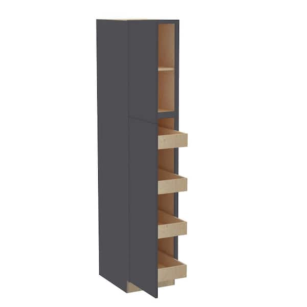 Hargrove 18 in. W x 24 in. D x 84 in. H Assembled Plywood Pantry Kitchen Cabinet in Valiant Onyx with 4ROT Soft Close LH