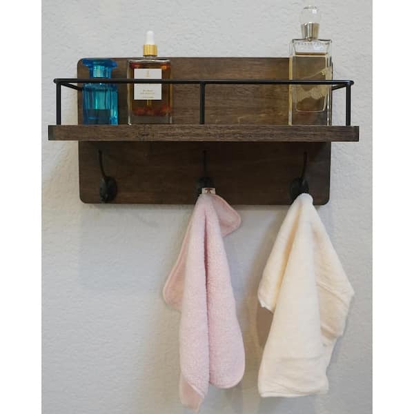 ADMIRED BY NATURE Brown Floating Wall Mounted Storage Shelf for Kitchen, Bathroom