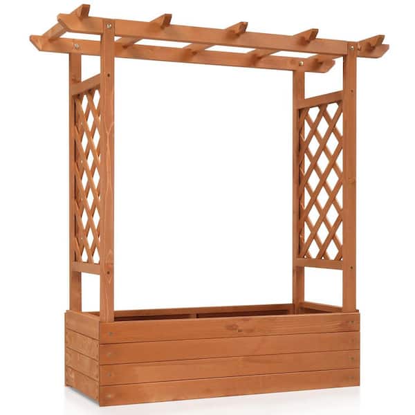 43.31 x 17.7 x 44.49 in (W x D x H)Wooden Planter Box with Trellis