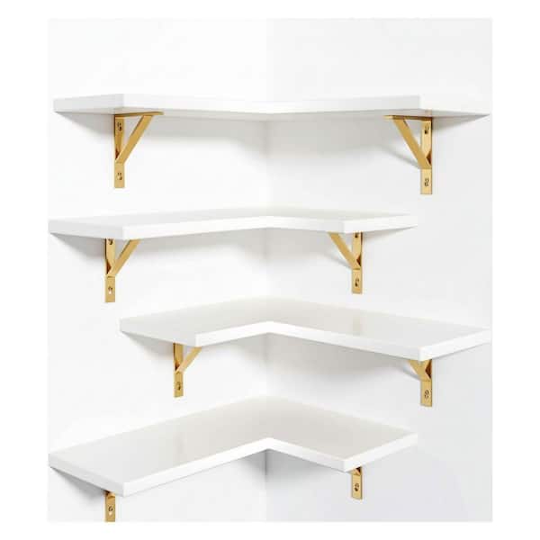 16.5 in. W x 11.5 in. D White Corner Shelf, Decorative Wall Shelf