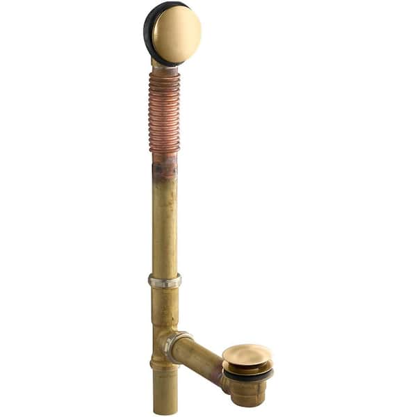 KOHLER Clearflo 8.25 in. L x 18.5 in. H x 3.25 in. W Toe Tap Bath Drain, Vibrant Moderne Brushed Gold