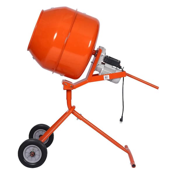 Orange Cement Mixer 5 cu. ft. Electric Concrete Mixer Machine 650 Watt AC  Motor Portable Pow 00000000077777F - The Home Depot