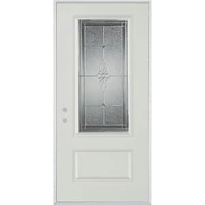 32 in. x 80 in. Victoria Classic Zinc 3/4 Lite 1-Panel Painted White Right-Hand Inswing Steel Prehung Front Door