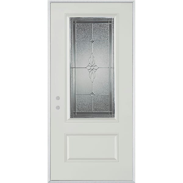 Stanley Doors 32 in. x 80 in. Victoria Classic Zinc 3/4 Lite 1-Panel Painted White Right-Hand Inswing Steel Prehung Front Door
