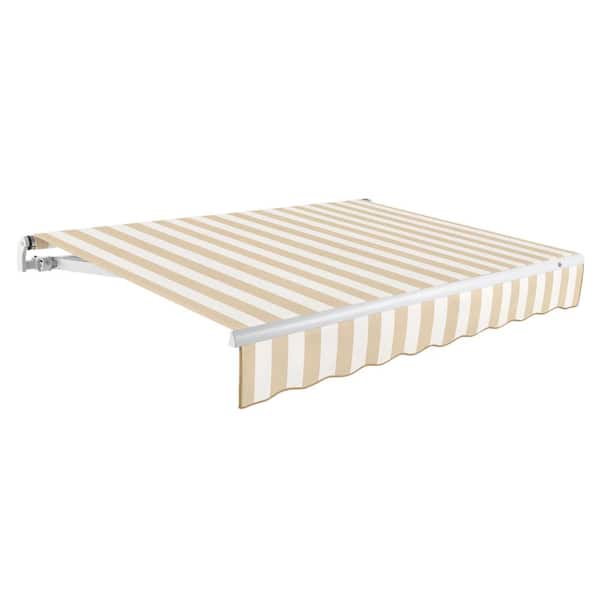 12 ft. Maui Right Motorized Patio Retractable Awning (120 in. Projection) Linen/White