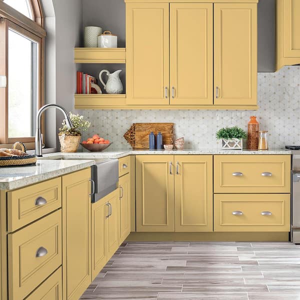 1 gal. #P260-4 Banana Mania Semi-Gloss Enamel Interior/Exterior Cabinet, Door & Trim Paint