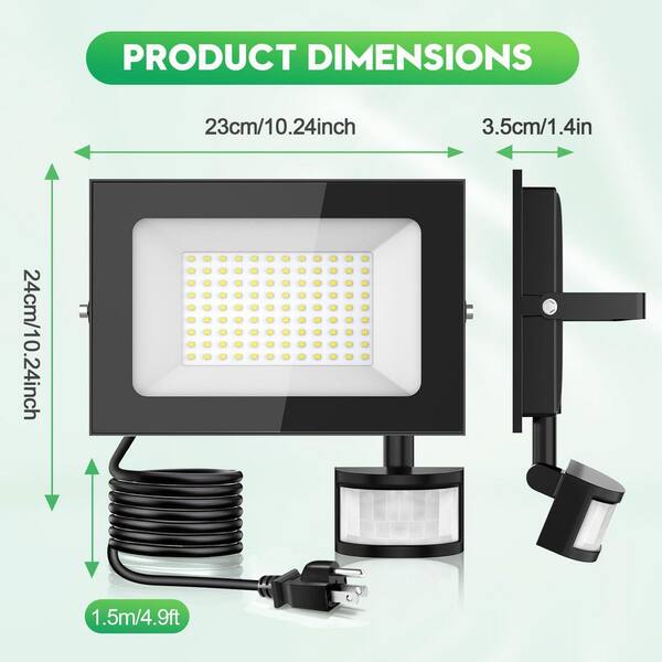 wowspeed Buitenverlichting met sensor, 100 W, 10.000 lm, led-spot voor