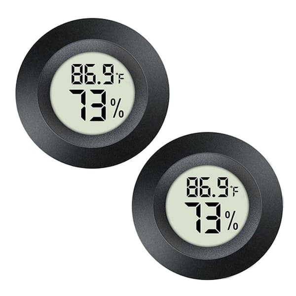 Digital LCD Hygrometer Thermometer Indoor Outdoor Humidity Monitor with Fahrenheit Celsius for Reptile Terrarium 2 Pack