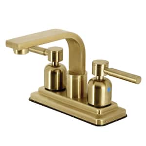Concord 4 in. Centerset Double Handle Bathroom Faucet with Drain Kit Included in Brushed Brass
