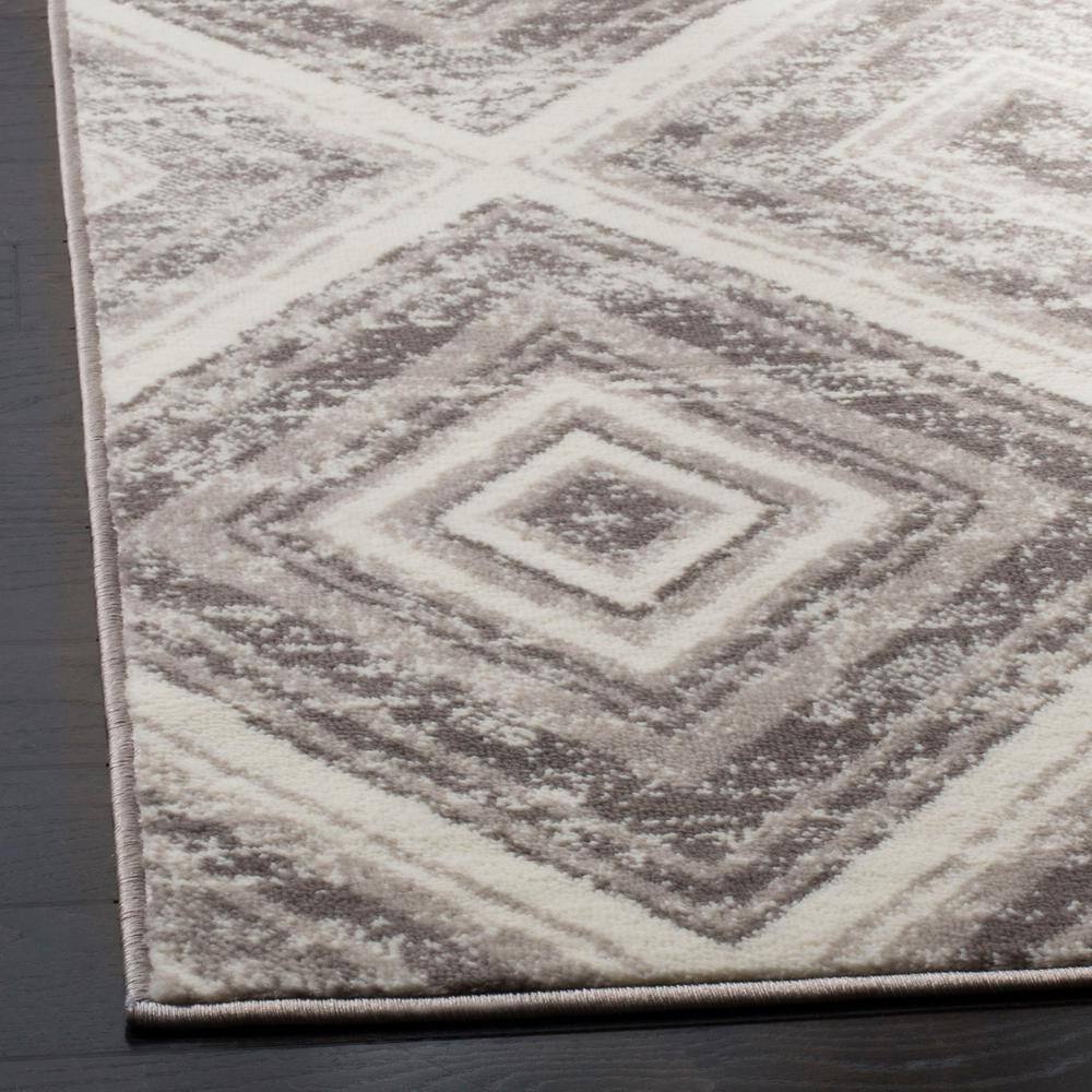 Grey and Ivory Medallion Synthetic Runner Rug